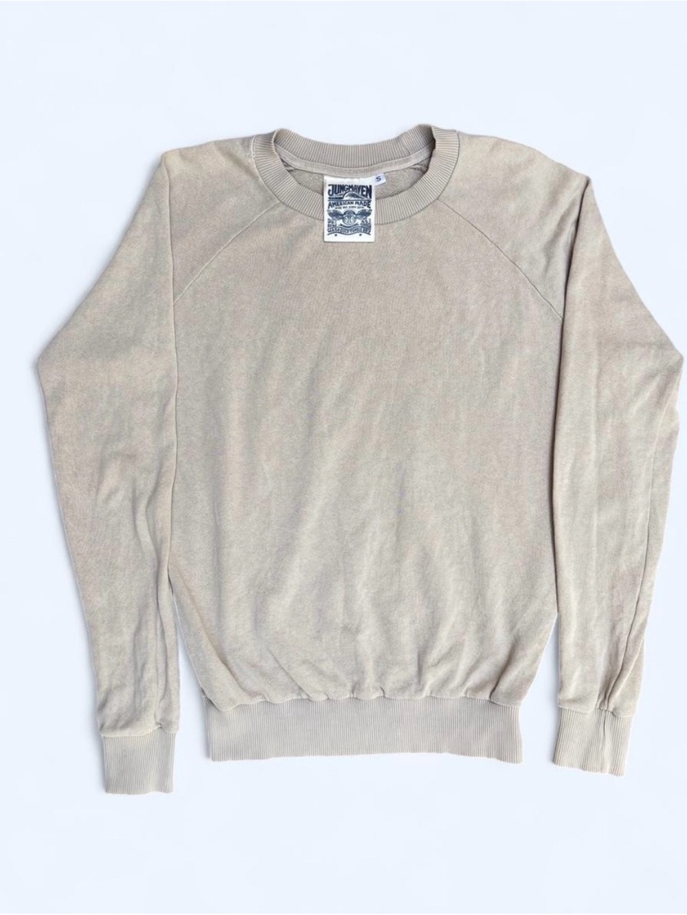 JUNGMAVEN Bonfire Raglan Sweatshirt Desert khaki hemp organic cotton streetwear